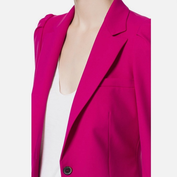 Zara Woman Puffed Sleeves Bright Fuchsia Blazer - Picture 13 of 15